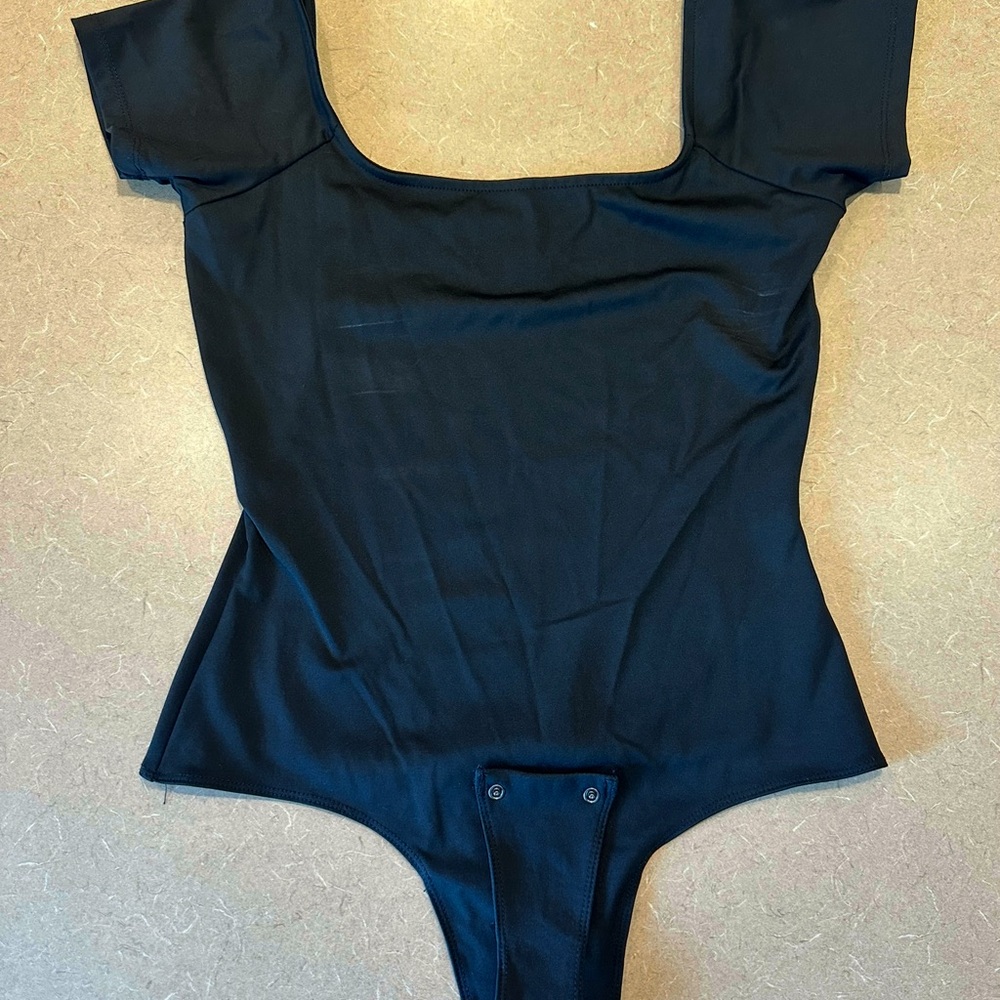 Black Square Neck Bodysuit